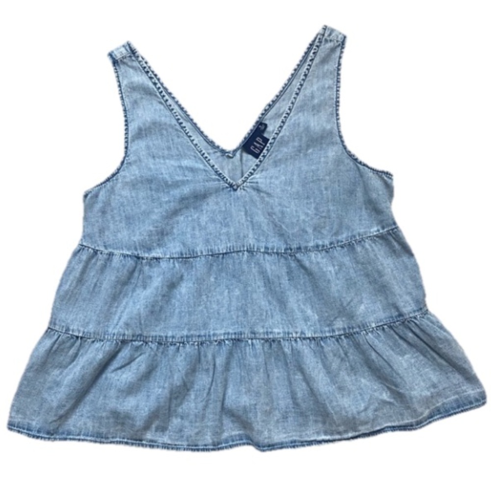 GAP | 100% Cotton Denim Tiered Tank Top Size Small - Picture 4 of 15